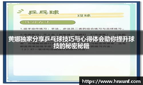 黄娜独家分享乒乓球技巧与心得体会助你提升球技的秘密秘籍